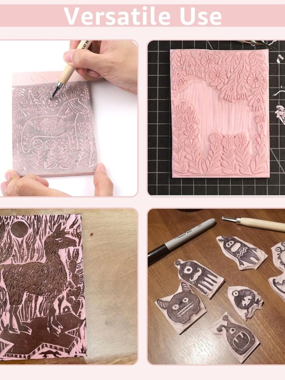 10 Pack Rubber Stamp Making Kit - Block Printing Kit，Linoleum Carving Tools with - Picture 7 of 7